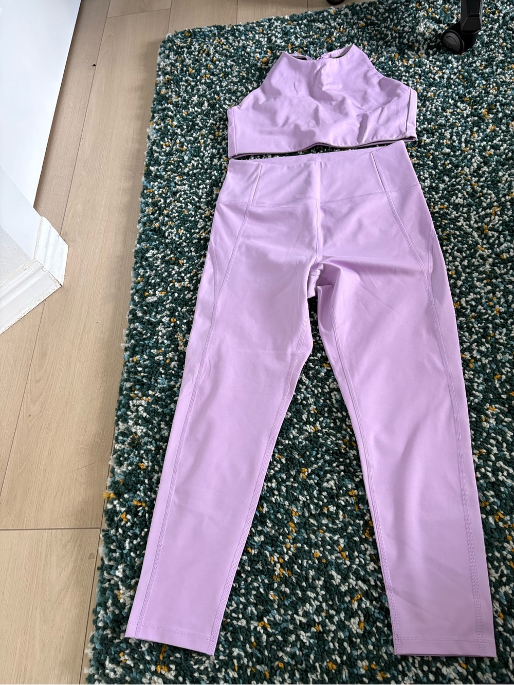 girlfriend collective Lavender High-Waist Leggings with Matching Crop Top